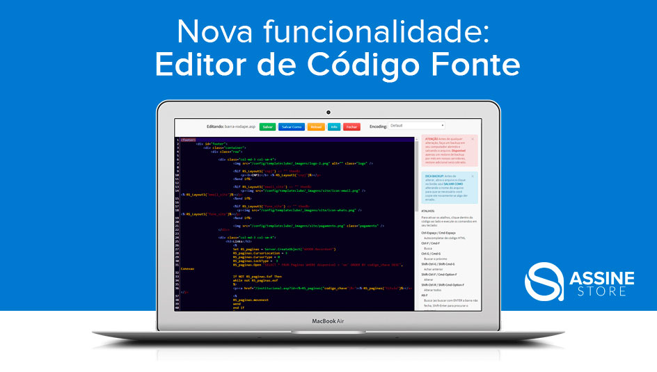 Nova funcionalidade: Editor de Código Fonte